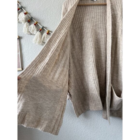 Topshop Ribbed Knit Oversized Open Front Longline Cardigan Cozy Neutral Boho 10 - Picture 9 of 9